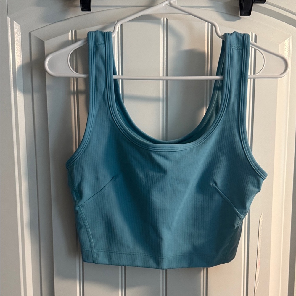 Blue Ribbed Crop Top, lululemon size 8, new with tag